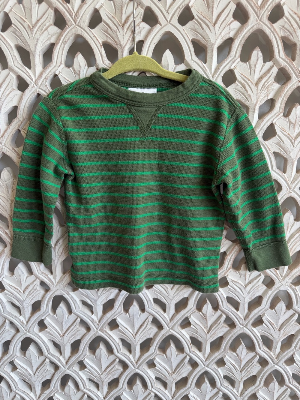 Hanna Andersson Green Stripe Long Sleeve Shirt Size 80